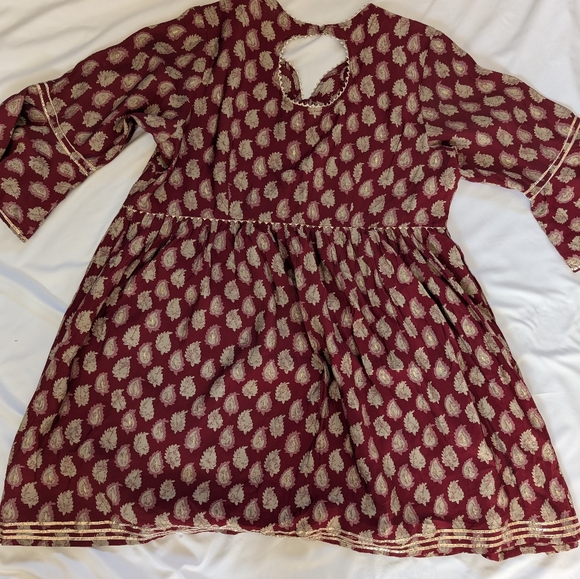 3 pc Maroon Salwar Suit With Printed Design - XL size - Picture 4 of 16